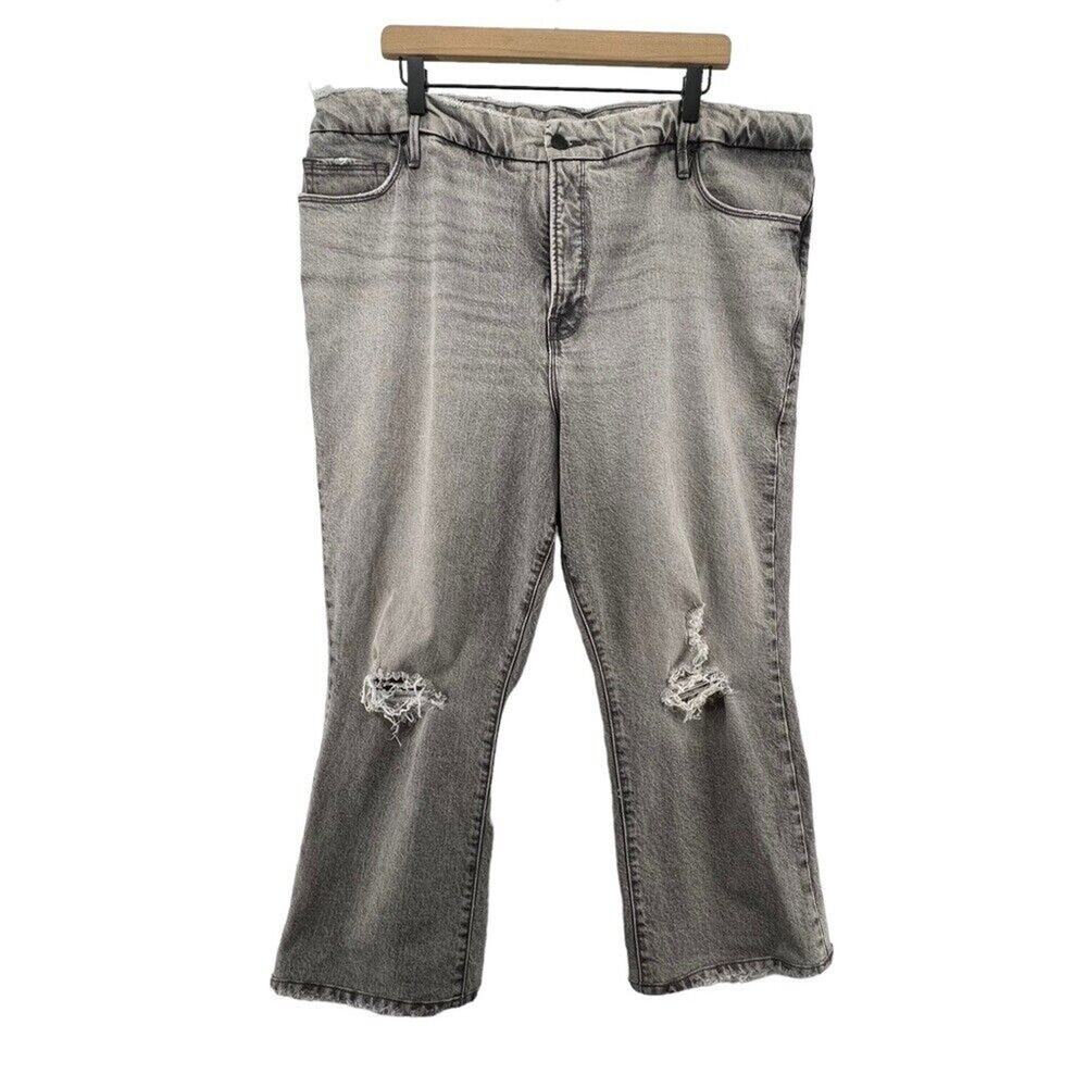 Good American Size 20 Jeans Gray GOOD BOY DISTRESSED HIGH-RISE BOYFRIEND